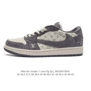 Travis Scott x Louis Vuitton x Nike Air Jordan 1 Low OG S Damier Azur Brown LV Monogram