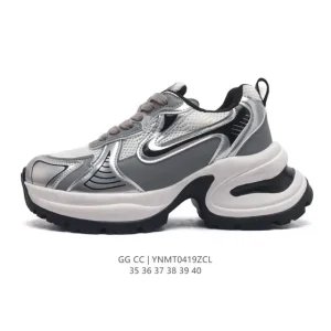 Gg Cc Luxury Leather Chunky Sneakers for Women - Classic Casual Platform Shoes