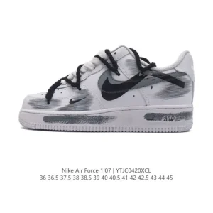 Nike Air Force 1 07 Low Black White Gray Bandage Thick Sole Sneakers