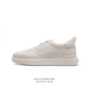 ECCO Men's Chunky Sole White Leather Sneakers Casual Shoes