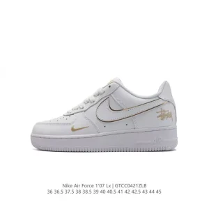 Nike Air Force 1 '07 Low White Leather Sneakers with Air Cushion