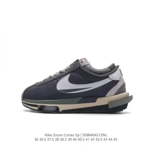 SACAI x Nike Air Zoom Cortez SP 4.0 Grey White Anniversary Low-Top Sneakers