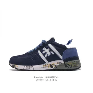 Premiata Steven Low-Top Sneakers - Italian Leather & Fabric Vintage Style