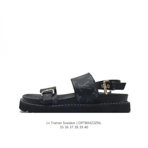 Louis Vuitton LV Logo Print Thick Sole Platform Sandals