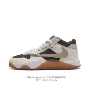 Travis Scott x Nike Jordan Cut The Check Brown Black High Top Retro Casual Sneakers