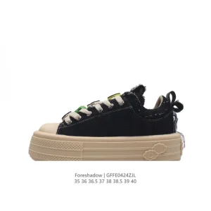 Foreshadow Zhao Lusi Style Chunky Platform Floral Canvas Shoes for Women