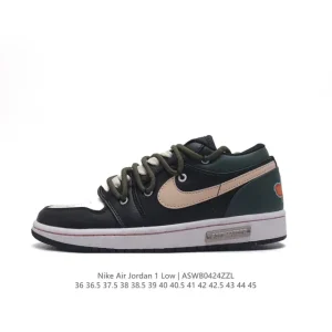 Nike Air Jordan 1 Low GS White Black Phosphor Basketball Shoes