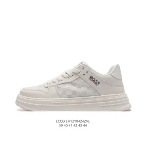 ECCO Men's Casual Lifestyle Shoes - White Leather Sneakers