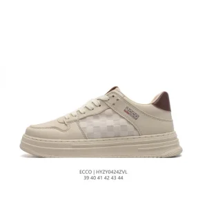 ECCO Men's Chunky Sole Leather Sneakers - White