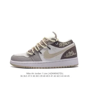 Jordan AJ1 Low Gs White Black Phosphor Basketball Shoes