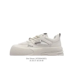Dior Women's White Platform Sneakers with 3D Logo