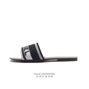 CHANEL Women's Leather Slide Slippers - European Style Luxury Summer Shoes