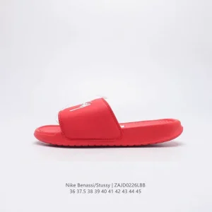 Stussy x Nike Benassi Slides - Unisex Sandals with Embroidered Logo
