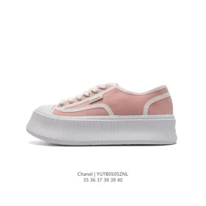 Chanel 22Ss Canvas Platform Sneakers Women's Fashion Shoes