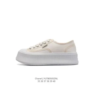 Chanel 22Ss Canvas Platform Sneakers for Women