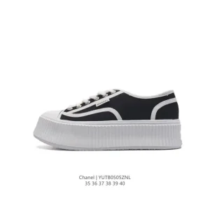 Chanel 22Ss Canvas Platform Sneakers for Women