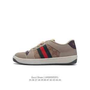 Gucci Screener Old Vintage Leather Thick Sole Retro Distressed Sneakers