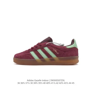 Adidas Originals Gazelle Indoor Retro Leather Sneakers with Gum Sole
