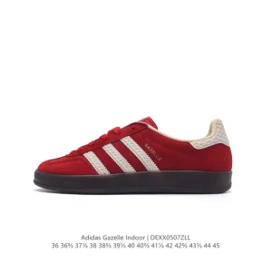 Adidas Originals Gazelle Indoor Retro Leather Sneakers with Gum Sole
