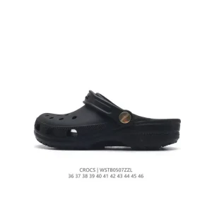 Crocs Unisex Chunky Heel Sandals with Holes for Beach and Casual Wear