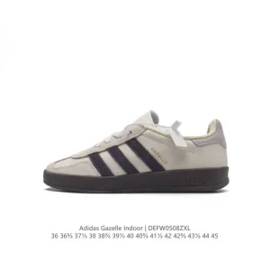 Adidas Originals Gazelle Indoor Retro Leather Sneakers with Gum Sole