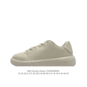 MLB Chunky Classic White Thick Sole Fashion Sneakers for Men and Women