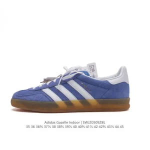 Adidas Originals Gazelle Indoor Retro Leather Sneakers with Gum Sole