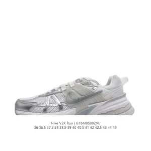 Nike V2K Run Retro Running Shoes White Metallic Silver