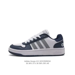 Adidas Hoops 2.0 Rome Low-Top Retro Lace-Up Casual Sneakers