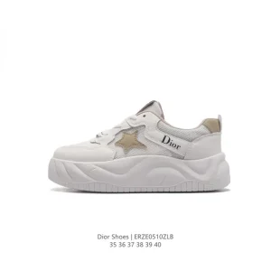 Dior Women's White Leather Platform Sneakers with J'Adior Logo