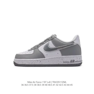Nike Air Force 1 '07 Low White Leather Sneakers with Honeycomb Air Cushion