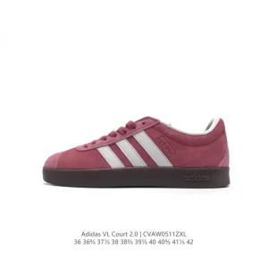 Adidas Vl Court 2.0 Shoes White Leather Sneakers for Men and Women