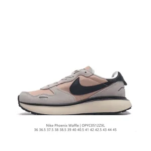 Nike Phoenix Waffle Retro Running Shoes with Thick Sole and Vintage Style