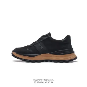 ECCO Men's White Leather Casual Sneakers with Thick Sole
