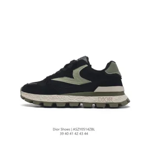 Dior Men's Low-Top Retro Lifestyle Sneakers with Thick Sole
