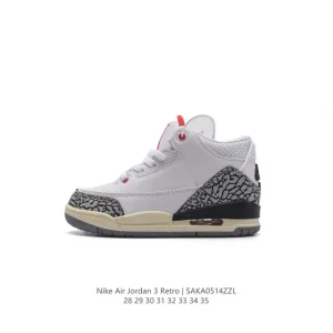 Jordan Air 3 Retro SE Kids Basketball Shoes White Black Cement