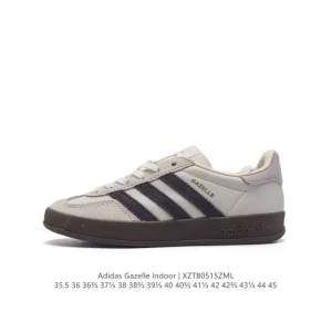 Adidas Originals Gazelle Indoor Retro Leather Sneakers with Gum Sole