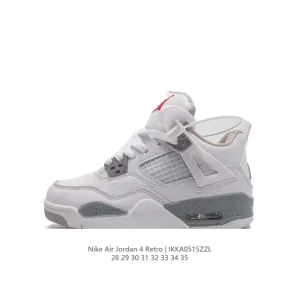 Jordan Air 4 Retro OG Kids Basketball Shoes White Red