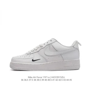 Nike Air Force 1 '07 Low White Leather Sneakers with Air Cushioning
