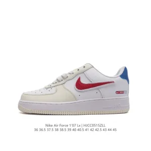 Nike Air Force 1 '07 Low White Leather Sneakers with Air Cushioning
