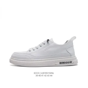 ECCO Men's White Leather Platform Sneakers for Casual Wear