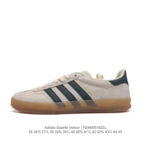 Adidas Originals Gazelle Indoor Retro Leather Sneakers with Gum Sole