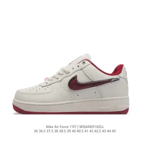 Nike Air Force 1 '07 Low Classic White Leather Sneakers with Air Cushion