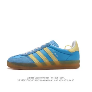 Adidas Originals Gazelle Indoor Retro Leather Sneakers with Gum Sole