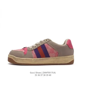Gucci Screener Old Leather Platform Sneakers for Women