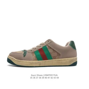 Gucci Screener Old Vintage Leather Thick Sole Retro Sneakers