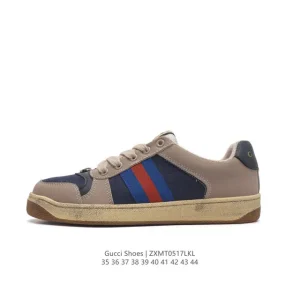 Gucci Screener Old Vintage Leather Distressed Sneakers