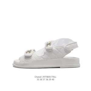 Chanel Logo Magic Strap Flat Sandals Slippers Two-in-One Waterproof TPU