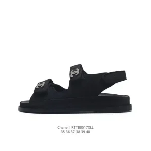 Chanel Logo Magic Strap Flat Sandals Slippers Two-in-One