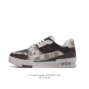 Louis Vuitton Trainer Sneaker Low White Leather Women Shoes